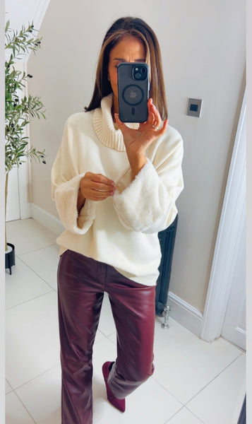 Farah fur sleeve jumper