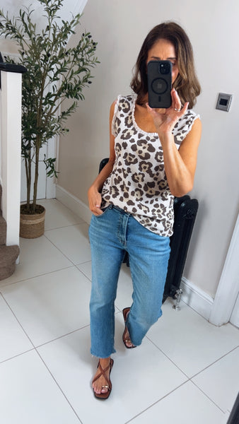 New Claire ruffle trim leopard vest top