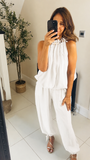New Sophie halter neck bubble hem trousers coord set